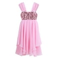 thumbnail image 4 of iEFiEL Girls Chiffon Sequins Adjustable Straps Ballet Dance Gymnastics Leotard Dress Pink 4, 4 of 7