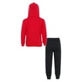 thumbnail image 2 of YEAHDOR Kids Boys 2Pcs Sweatsuit Activewear Long Sleeve Pullover Hoodie with Sweatpants Jogger Set Red&Black 12-13, 2 of 7