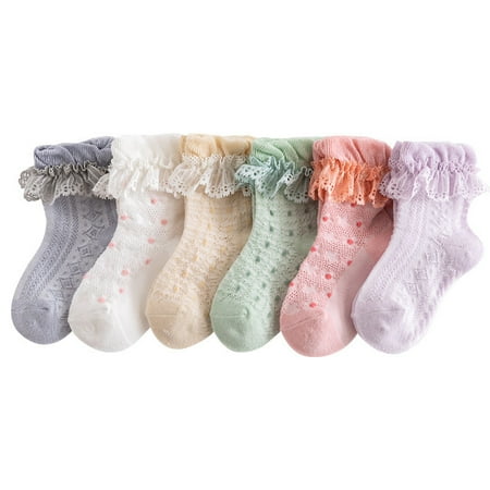 

6 Pairs Infant Toddler Baby Kids Turn Cuff Ruffle Cotton Socks