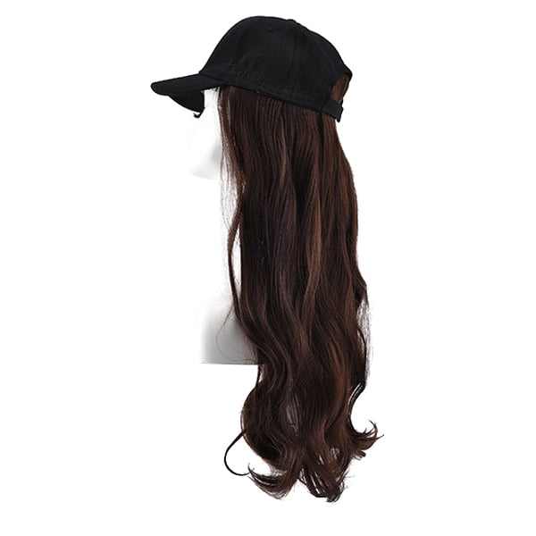 lzndeal Baseball Hat with Hair Attached for Women Synthetic Hair Long