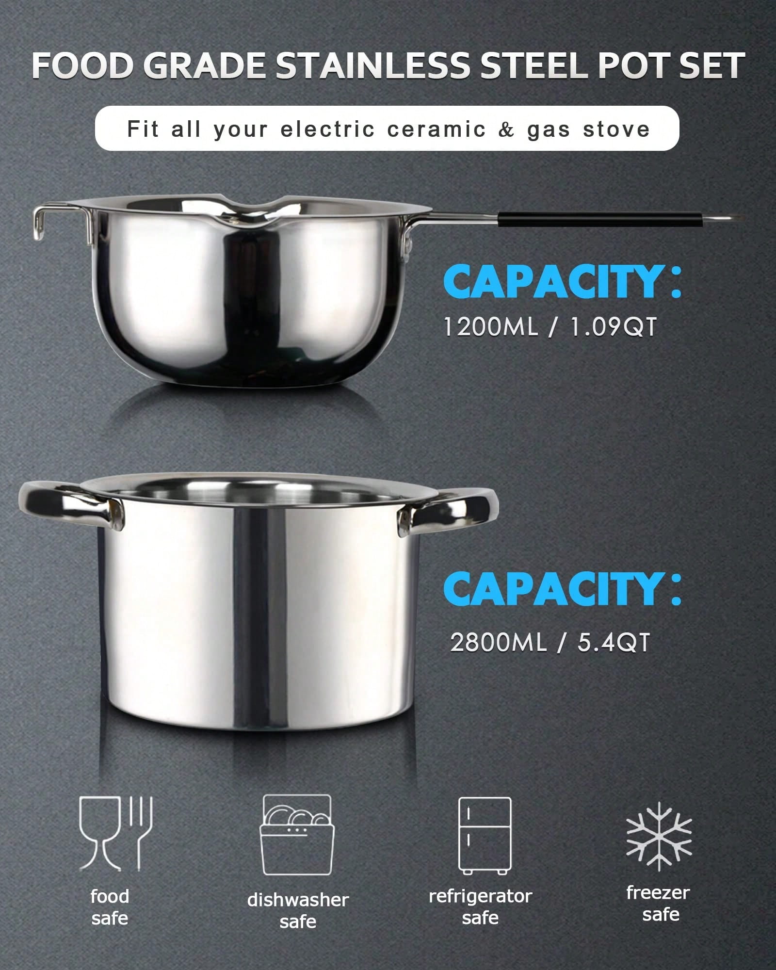 3pcs 1 Set Double Boiler Pot Set 1200ml Wax Melting Pot With 2800ml Stainless Steel Pot With Silicone Spatula Candle Wicks For Candle Making
