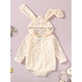 thumbnail image 3 of Bagilaanoe Newborn Baby Girl Hooded Rompers Lace Long Sleeve Bodysuits 3M 6M 12M 18M 24M Infant Spring One Piece Jumpsuit, 3 of 9