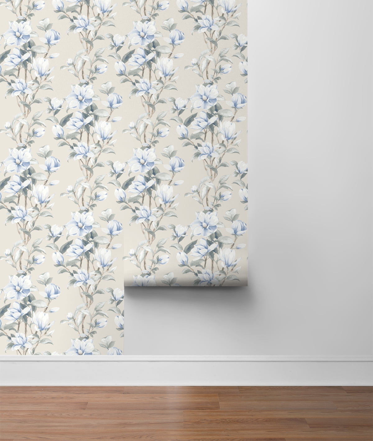 NextWall Linen & French Blue Magnolia Trail Peel and Stick Wallpaper