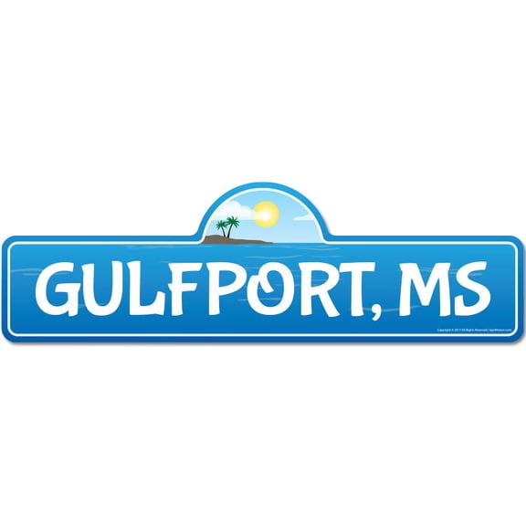 Gulfport MS Mississippi Beach Street Sign | Indoor/Outdoor | Surfer Ocean Lover Décor For Beach House Garages Living Rooms Bedroom | Signmission Personalized Gift