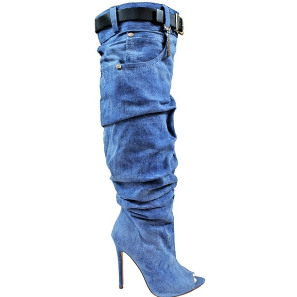 liliana denim thigh high boots