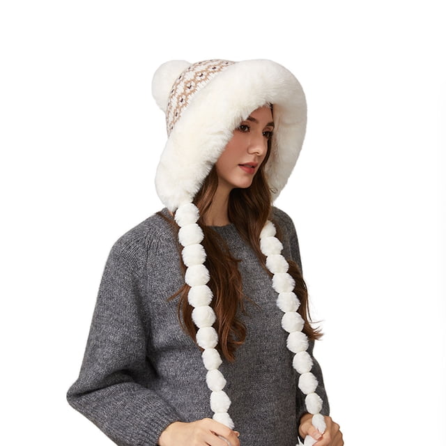 Gorro de invierno de punto con forro polar y cubre orejas y cara | Gorro de lana grueso, cálido y resistente al viento para climas fríos