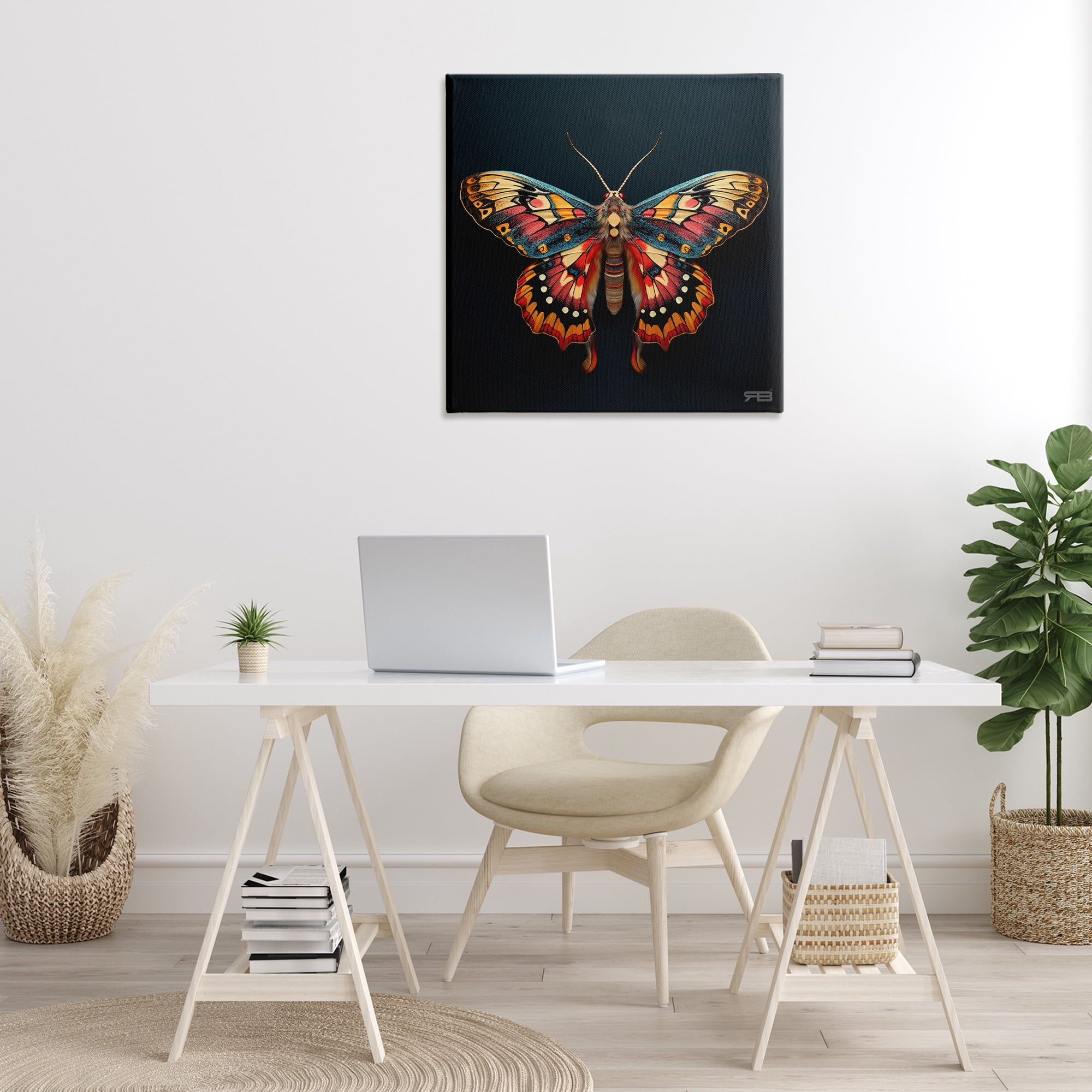 Stupell Industries Vivid Patterned Moth Animals & Insects Painting Gallery Wrapped Canvas Art Print Wall Art, 30 x 30