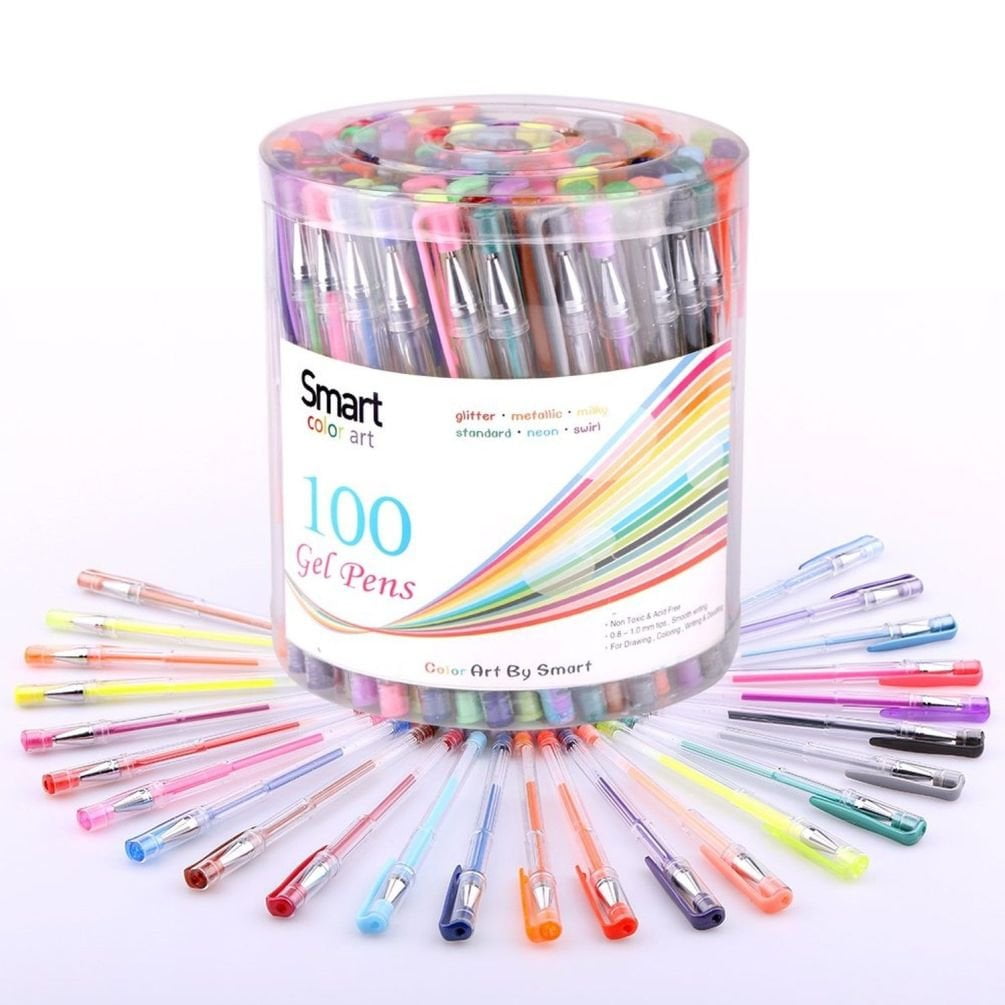 Smart Color Art 100 Colors Gel Pens Set for Adult Coloring Books