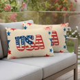 thumbnail image 4 of Independence Day Pillow Covers 2 Pack Retro 4th of July American Flag Red Blue Star Firework Pillowcase Waterproof Outdoor Throw Pillow Cover for Patio Balcony Rectangular Cushion 20”x12”, 4 of 9
