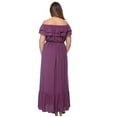 thumbnail image 2 of Women's Plus Size Bohemian Ruffle Off The Shoulder Stretchy Empire Waist Maxi Long Dress, Purple, X-Large, 2 of 3