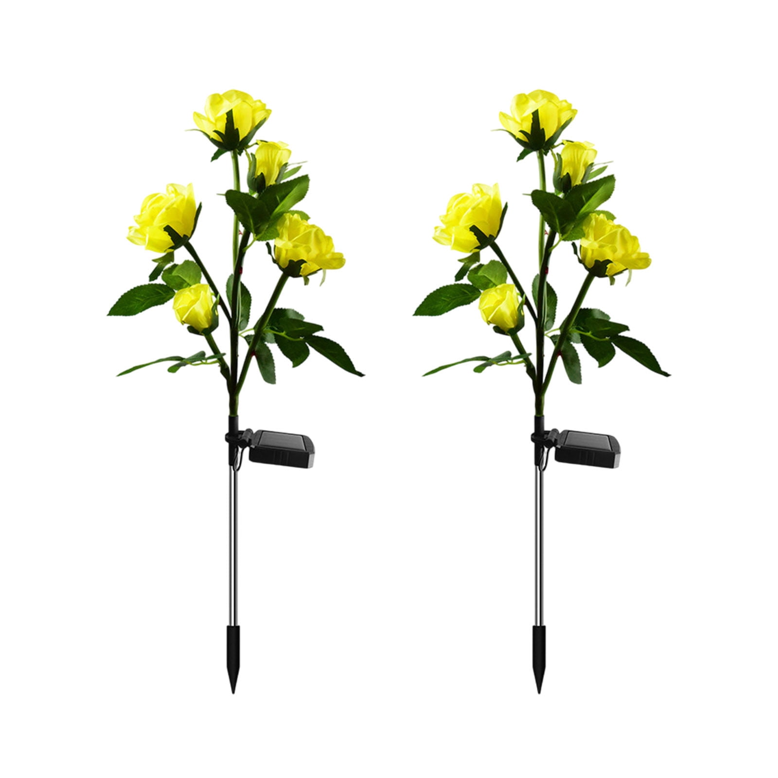 Solar Garden Lights,Solar Outdoor Lights with More Realistic 10 Rose WaterproofSolar Powered Flowers for Outside Patio Yard Pathway Decorations, 2 Pack