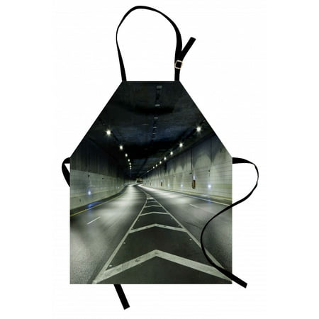 

Landscape Apron Interior Urban Tunnel Traffic Empty Road Modern City Highway Photo Unisex Kitchen Bib Apron with Adjustable Neck for Cooking Baking Gardening Navy Dark Blue and White by Ambesonne