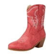 thumbnail image 3 of Women's Cowboy Cowgirl Western Boots Embroidered Stitched Ankle Boots Chunky Heel Fashion Short Booties, 3 of 9