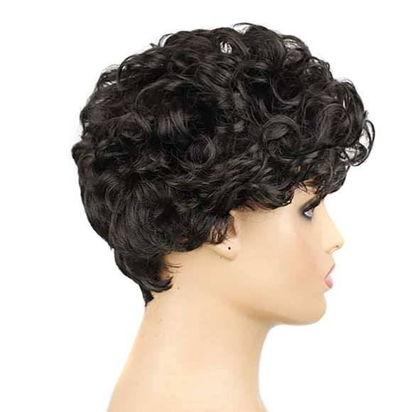 LILELIS Short Hair Ladies Small Curly Wig Head Set Short African Female Curly Hair Head Rollers for Natural Clip Hair Extensions