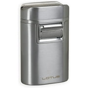 Lotus Brawn Table Cigar Lighter with Quad Wind-Resistant Torch Flames, All Metal Housing, Cigar Rest Cap, Extra Large Fuel Tank