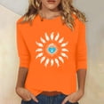 thumbnail image 2 of Wanfds Orange Ladies Tops Spring Fashion Crew Neck Three-Quarter Sleeve Top S, 2 of 5