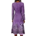 thumbnail image 5 of BOMYJESK Summer Dresses for Women Wrap Crossover V Neck Lightweight Breathable Midi Dress Flowy Ruched Trendy Casual Office Dress Purple XL, 5 of 5