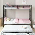 thumbnail image 3 of Kids Bunk Bed with Trundle, UHOMEPRO Safe and Space-Saving Sleep Solution for Growing Families, Twin Over Twin Metal Bunk Bed, Sturdy Guardrails, No Box Spring Needed, CPC Certification, Black, 3 of 14