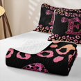 thumbnail image 4 of Erosebridal Girls Cheetah Print Alphabet E Quilt King,Bling Glitter Print Leopard Print King Coverlet Set for Teens Women, 4 of 7