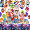 thumbnail image 6 of Birthday Party Supplies for 10 Guest,185Pcs Birthday Decorations Includes Tablecloth, Birthday Banner, Cupcake Toppers, Balloons, tableware, Stickers, Candy Box,Blowouts,Foil Balloon, 6 of 7