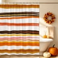 thumbnail image 3 of Orange Black Striped Shower Curtain, Waterproof Shower Curtains for Bathroom, Watercolor Vintage Stripes Washable Fabric Bathtub Curtain Set Bath Decor with 12 Hooks Extra Long 72"x96", 3 of 8