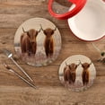 thumbnail image 2 of Coolnut Highland Cow Round Woven Potholders Set Trivets for Hot Dishe Heat Resistant Non-Slip Trivets for Cooking and Baking Kitchen Home Decor, 2 of 7