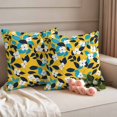 thumbnail image 2 of Pastoral Flowers Pillow Covers 2 Pack White Flowers Blue Leaf Yellow Back Pillowcase Waterproof Outdoor Throw Pillow Cover for Patio Garden Square Cushion 26”x26”, 2 of 9