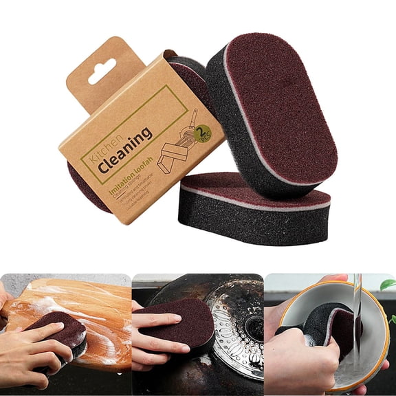 2Pcs Nano Carborundum Sponge, Sponge Brush Eraser Scrub, Kitchen Magic Cleaning Sponge for Removing Rust Cleaning Pots and Pans, New Household Stainless Steel Cleaning Tool (2.83*4.64Inch)