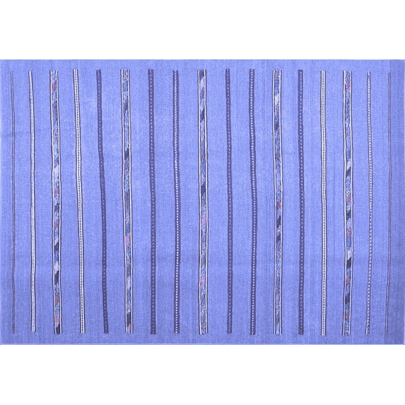 Ahgly Company Machine Washable Indoor Rectangle Abstract Blue Contemporary Area Rugs, 6' x 9'