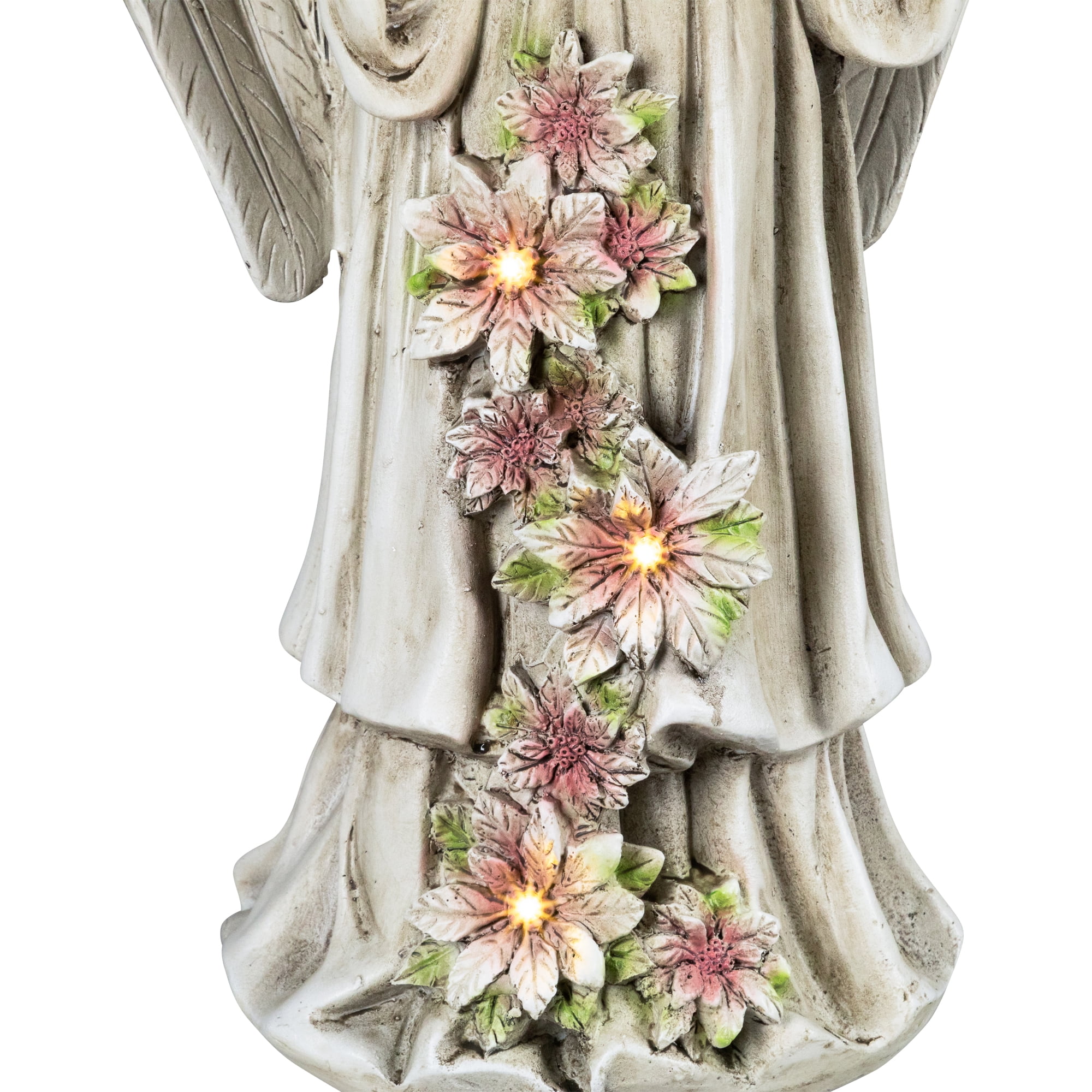 Northlight LED Lighted Praying Cherub with Flowers Statue - 16"
