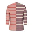thumbnail image 5 of CYMMPU Women's Striped 3/4 Length Sleeve Summer Fall Swing Shirts V-Neck Tunic Tops Business Work Blouses to Wear with Leggings Vintage Elegant Blouse 2025 Clothes Hot Pink XXL, 5 of 6