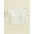 thumbnail image 3 of FEORJGP Toddler Baby Girls Solid Sweaters 0 6M 12M 18M 2T 3T Infant Ruffle Long Sleeve Knit Pullovers Round Neck Jumpers Solid Color Sweatshirts Kids ion Comfy Clothes for Spring Fall Winter, 3 of 6