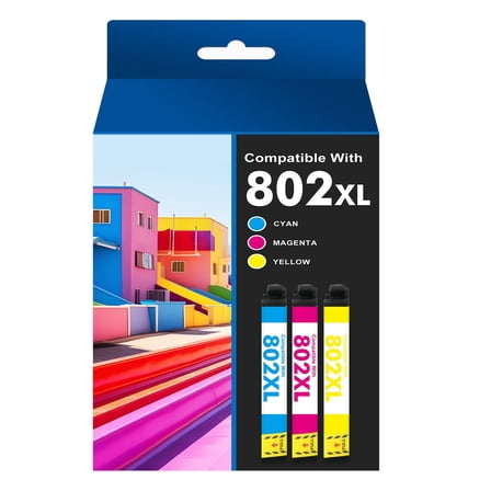 802 802xl Ink Cartridges Compatible for Epson ink 802 XL 802XL Workforce Pro WF-4730 WF-4720 WF-4734 Printer (3-Pack T802XL, Cyan Magenta Yellow)