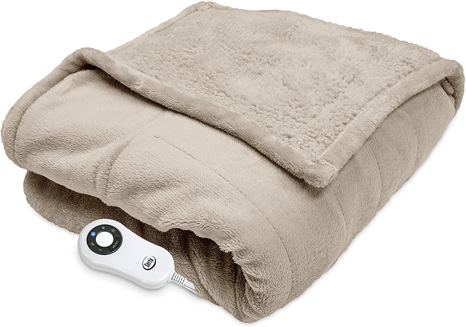 Serta Fleece Electric Heated Warming Snuggler Cape Wrap Sand - Walmart.com