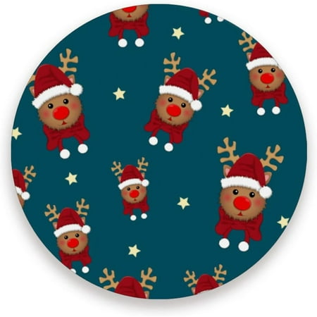 

Hidove Christmas Deer Absorbent Coasters for Drinks 2Pcs Marble Tabletop Protection Mat Round Ceramic Stone Coaster with Cork Base