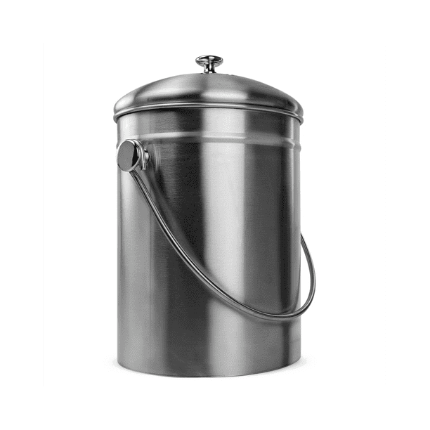 Innovative Home Stainless Steel Compost Bin 1.3 Gallon Can w/ Double