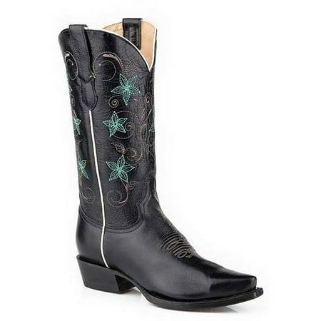 

Women s Roper Floralina Leather Boots Handcrafted Black