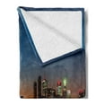 thumbnail image 2 of Landscape Soft Flannel Fleece Blanket, Urban Theme a Cityscape View of Toronto and the Skyscrapers at Dusk Digital Print, Cozy Plush for Indoor and Outdoor Use, 70" x 90", Dark Blue, by Ambesonne, 2 of 5