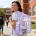 thumbnail image 7 of KOITHOT Clear Backpack Heavy Duty, Waterproof PVC Transparent Backpacks for Adults, Purple Book Bag for School Travel, 7 of 7