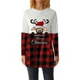 thumbnail image 1 of Gureui Women's Christmas Casual Shirts Mini Dress,Long Sleeve Crewneck Plaid Elk Printed Patchwork Loose Pulllover Xmas Blouse Dress, 1 of 9