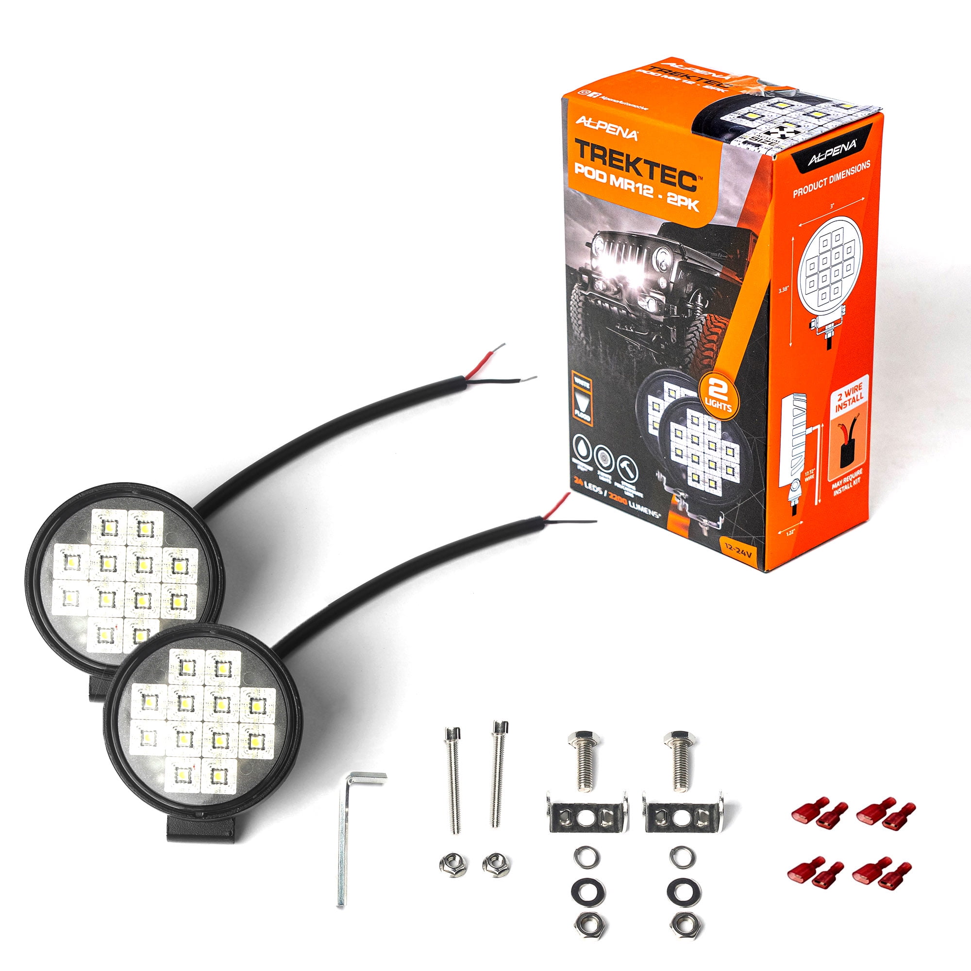 (2 pack) Alpena TrekTec New LED Pod Spotlight MR12, 2 Pack, 12V, Model 72008, Universal Fit for Trucks, SUVs