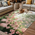 thumbnail image 2 of Fsddascl Pink Roses Spring Floral Outdoor Rug for Patio/Deck/Porch, Non-Slip Large Area Rug 4 x 6 Ft, Summer Botanical Flowers Indoor Outdoor Rugs Washable Area Rugs, Reversible Camping Rug Carpet, 2 of 5