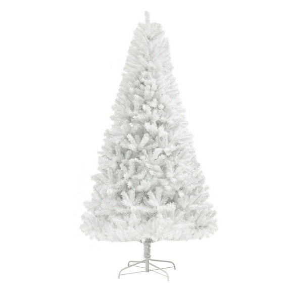 6ft Unlit White Christmas Tree - 1000 Tips, Hinged, Steel Base - Holiday Home Decor