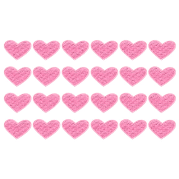 Uxcell 12Pack Iron on Heart Patches Sew on Heart Embroidered Patches, 25mm Pink