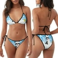 thumbnail image 3 of KLL Collie in Bathtub Print Bikini Set for Women,String Two Piece Halter Top Triangle Bikini Set with Tie Side Bottom Sexy Swimsuit Bathing Suits, 3 of 5