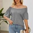 thumbnail image 3 of ameIAEA Short Sleeve Blouses for Women Round Neck Ruffle Summer Casual Dressy Shirts Solid Color Tops, 3 of 7