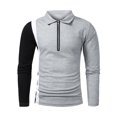 thumbnail image 1 of Hombres Casual Cremallera sólida Jersey Turndown Manga larga Patchwork Camiseta Blusa Pompotops oipoqjl51083, 1 of 9