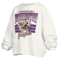 thumbnail image 2 of Women's Pressbox White Washington Huskies Oversized Janice Retro Waist-Length Pullover Sweatshirt, 2 of 3