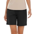 thumbnail image 6 of Hueook Bermuda Shorts Golf Dress Shorts Women's Solid Color Elastic Comfortable Fitness Pants Yoga Pants Work Pants Casual Shorts with Pockets Black 3X, 6 of 9