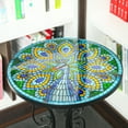 thumbnail image 4 of Peacock Glass Side Table for Garden, Outdoor Plant Stand Mosaic Accent Table Round Small End Table for Living Room Porch Balcony Garden, 4 of 9